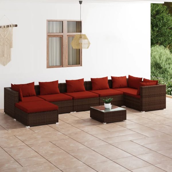 8-Delige Loungeset Met Kussens Poly Rattan