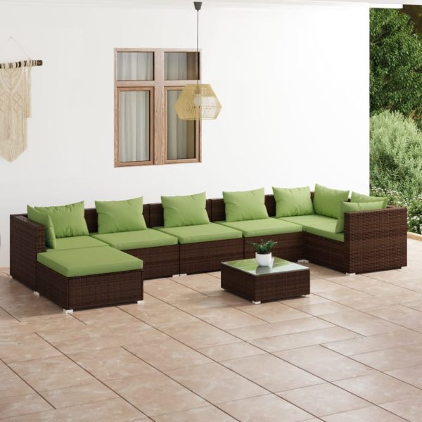 8-Delige Loungeset Met Kussens Poly Rattan - Afbeelding 13