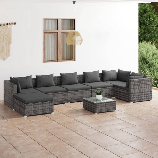 8-Delige Loungeset Met Kussens Poly Rattan - Afbeelding 14