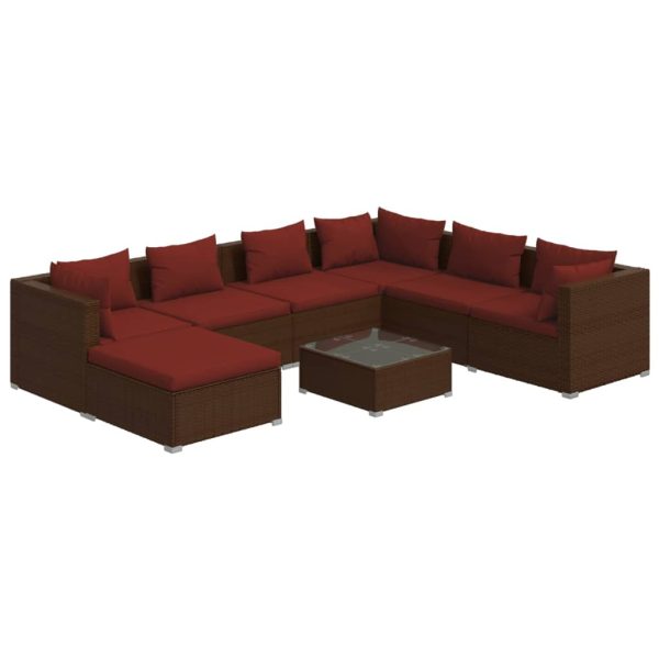 8-Delige Loungeset Met Kussens Poly Rattan - Afbeelding 2