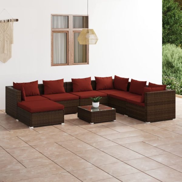 8-Delige Loungeset Met Kussens Poly Rattan