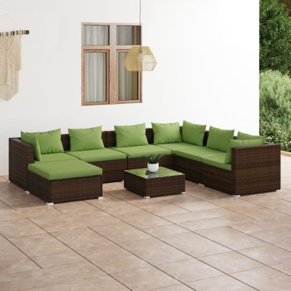 8-Delige Loungeset Met Kussens Poly Rattan - Afbeelding 13