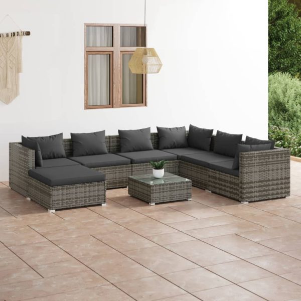 8-Delige Loungeset Met Kussens Poly Rattan - Afbeelding 14