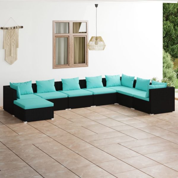 8-Delige Loungeset Met Kussens Poly Rattan - Afbeelding 14