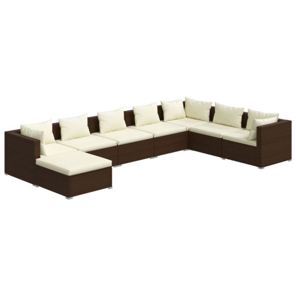 8-Delige Loungeset Met Kussens Poly Rattan - Afbeelding 2