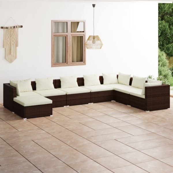 8-Delige Loungeset Met Kussens Poly Rattan