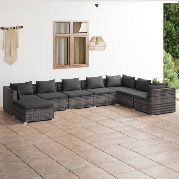 8-Delige Loungeset Met Kussens Poly Rattan - Afbeelding 15