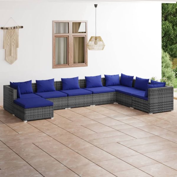 8-Delige Loungeset Met Kussens Poly Rattan - Afbeelding 16