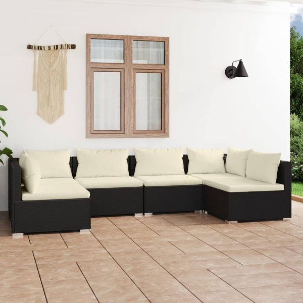 6-Delige Loungeset Met Kussens Poly Rattan - Afbeelding 10