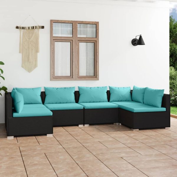 6-Delige Loungeset Met Kussens Poly Rattan - Afbeelding 11