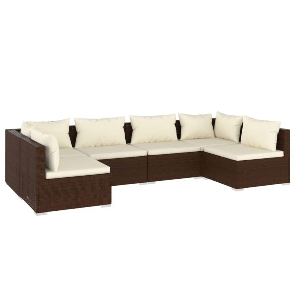 6-Delige Loungeset Met Kussens Poly Rattan - Afbeelding 2