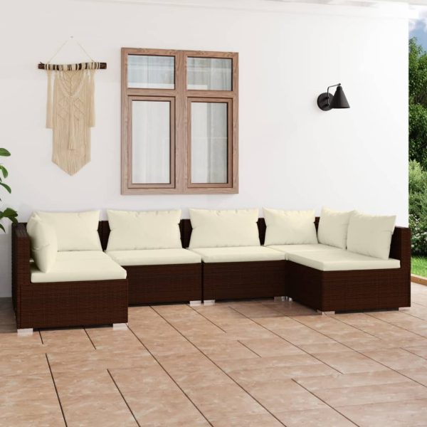 6-Delige Loungeset Met Kussens Poly Rattan