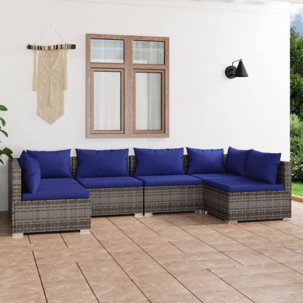 6-Delige Loungeset Met Kussens Poly Rattan - Afbeelding 13