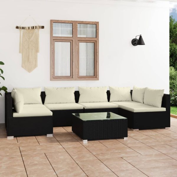 7-Delige Loungeset Met Kussens Poly Rattan - Afbeelding 13