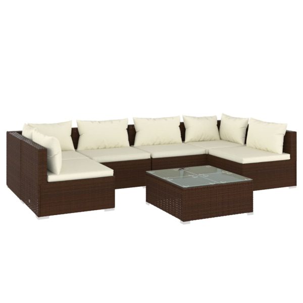 7-Delige Loungeset Met Kussens Poly Rattan - Afbeelding 2