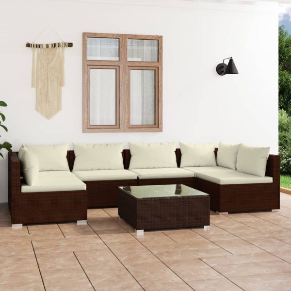 7-Delige Loungeset Met Kussens Poly Rattan