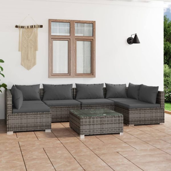 7-Delige Loungeset Met Kussens Poly Rattan - Afbeelding 14