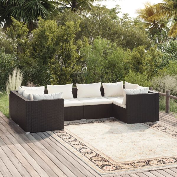 6-Delige Loungeset Met Kussens Poly Rattan