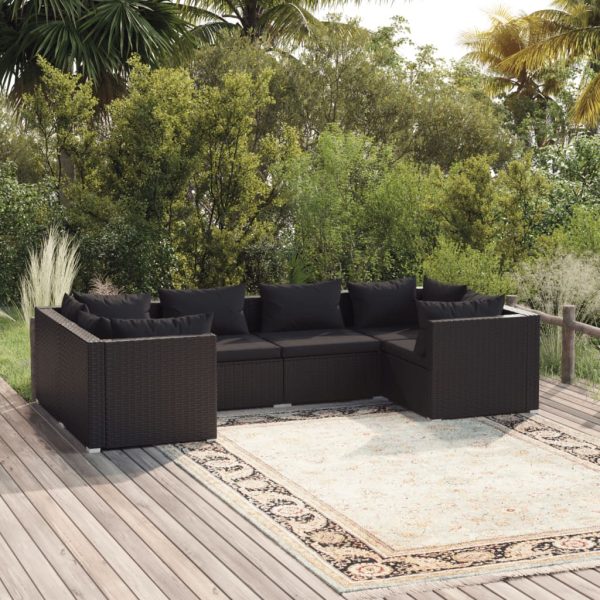 6-Delige Loungeset Met Kussens Poly Rattan - Afbeelding 10