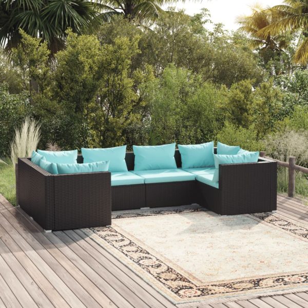 6-Delige Loungeset Met Kussens Poly Rattan - Afbeelding 11