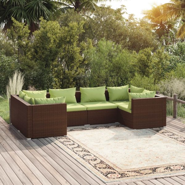 6-Delige Loungeset Met Kussens Poly Rattan - Afbeelding 13