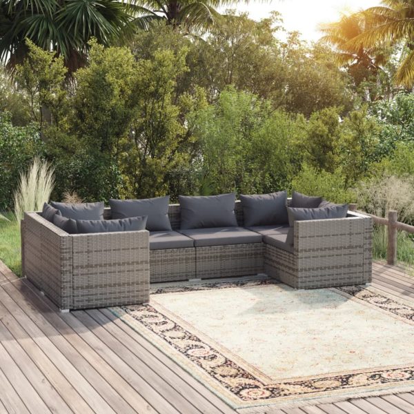 6-Delige Loungeset Met Kussens Poly Rattan - Afbeelding 14