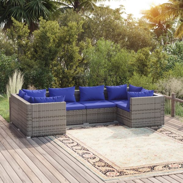 6-Delige Loungeset Met Kussens Poly Rattan - Afbeelding 15