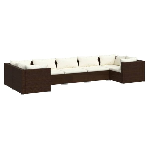 7-Delige Loungeset Met Kussens Poly Rattan - Afbeelding 2