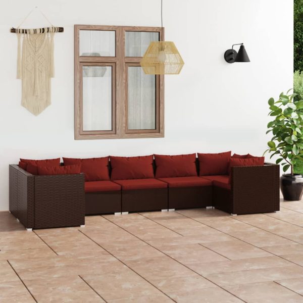 7-Delige Loungeset Met Kussens Poly Rattan - Afbeelding 11