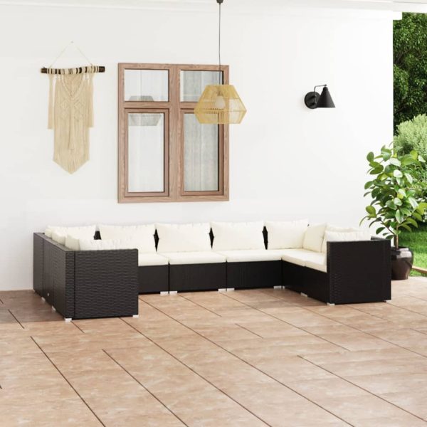 9-Delige Loungeset Met Kussens Poly Rattan - Afbeelding 10