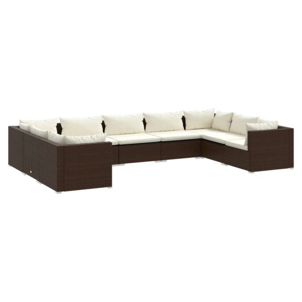 9-Delige Loungeset Met Kussens Poly Rattan - Afbeelding 2