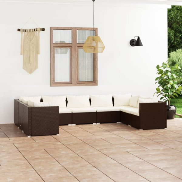 9-Delige Loungeset Met Kussens Poly Rattan