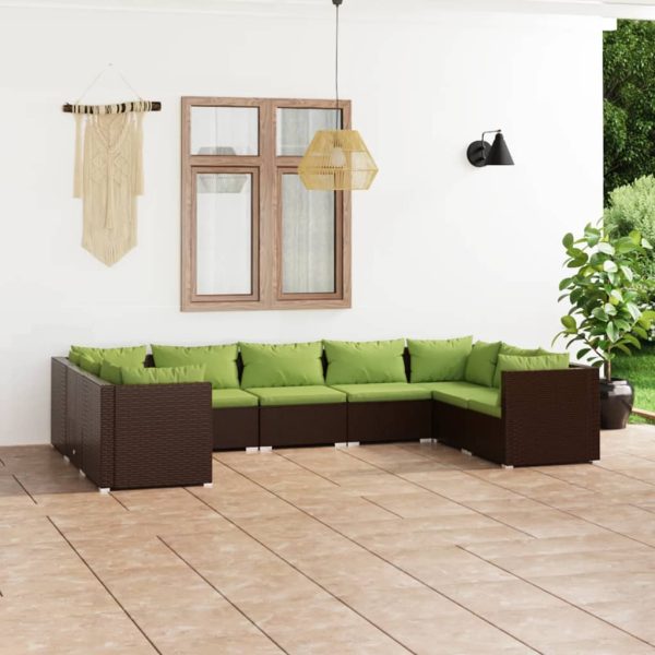 9-Delige Loungeset Met Kussens Poly Rattan - Afbeelding 11