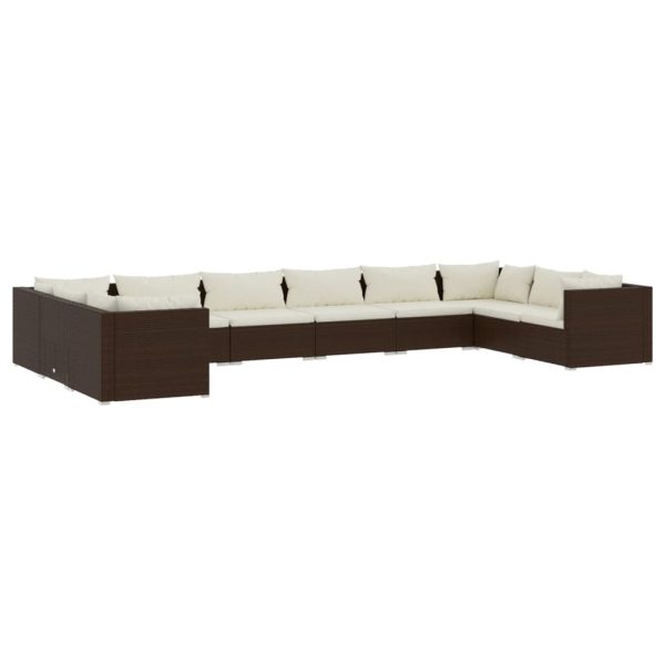 10-Delige Loungeset Met Kussens Poly Rattan - Afbeelding 2