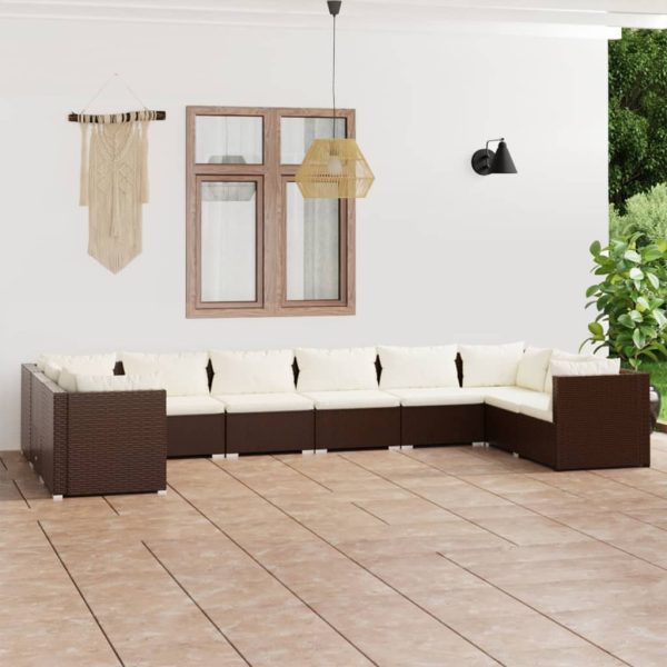 10-Delige Loungeset Met Kussens Poly Rattan