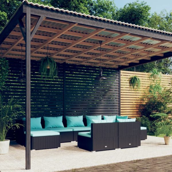 9-Delige Loungeset Met Kussens Poly Rattan