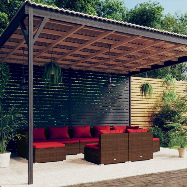 9-Delige Loungeset Met Kussens Poly Rattan - Afbeelding 13