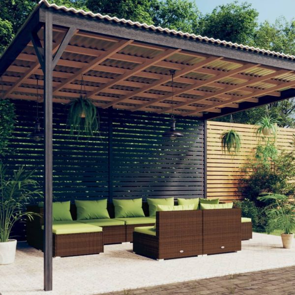 9-Delige Loungeset Met Kussens Poly Rattan - Afbeelding 14