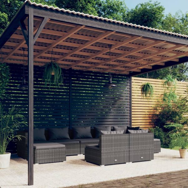 9-Delige Loungeset Met Kussens Poly Rattan - Afbeelding 15