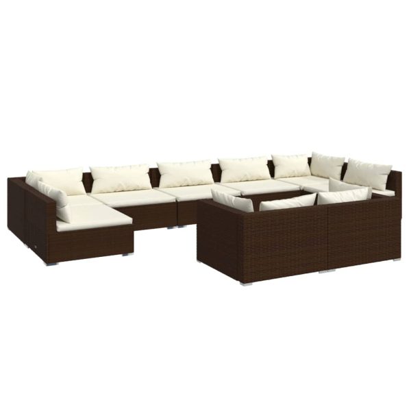 9-Delige Loungeset Met Kussens Poly Rattan - Afbeelding 2