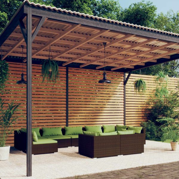 9-Delige Loungeset Met Kussens Poly Rattan - Afbeelding 11