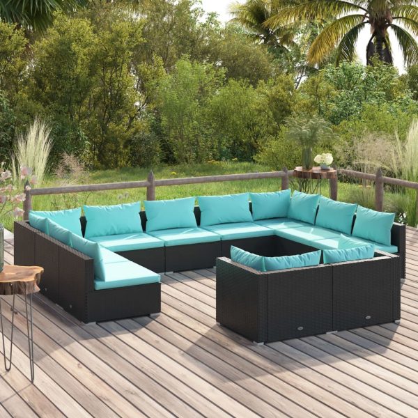 1 Loungeset Met Kussens Poly Rattan - Afbeelding 11