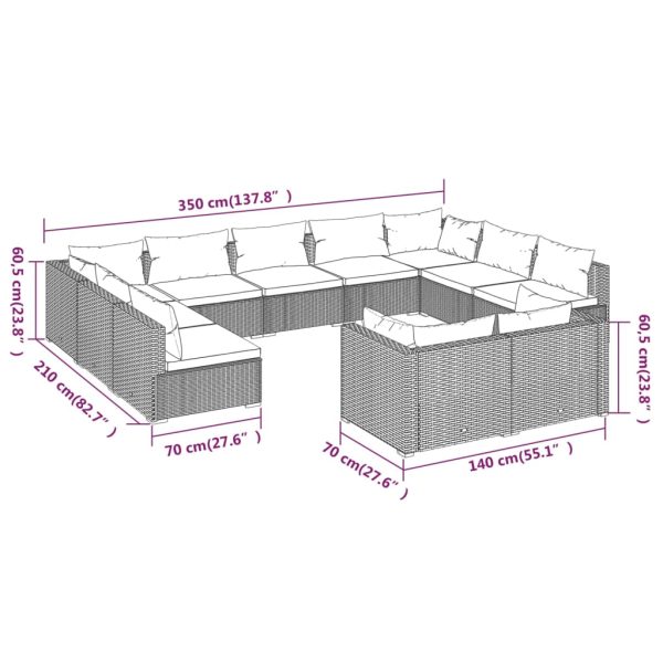 1 Loungeset Met Kussens Poly Rattan - Afbeelding 7