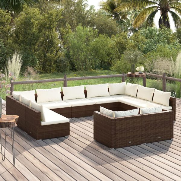 1 Loungeset Met Kussens Poly Rattan