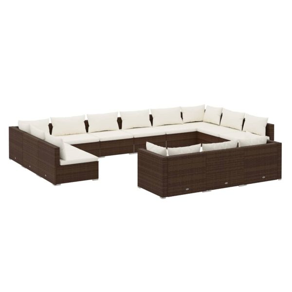 13-Delige Loungeset Met Kussens Poly Rattan - Afbeelding 2