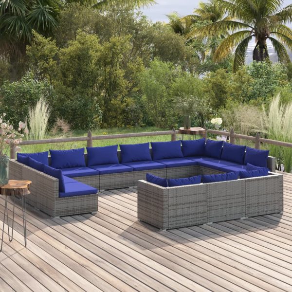 13-Delige Loungeset Met Kussens Poly Rattan - Afbeelding 12