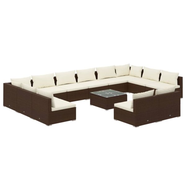 13-Delige Loungeset Met Kussens Poly Rattan - Afbeelding 2