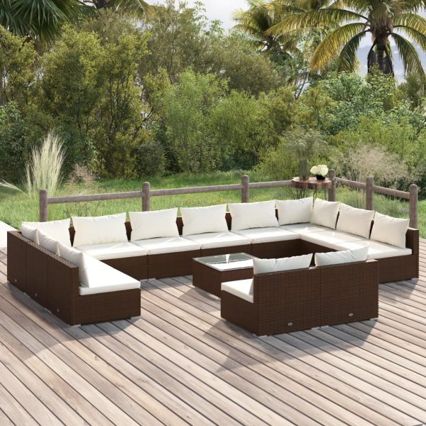 13-Delige Loungeset Met Kussens Poly Rattan