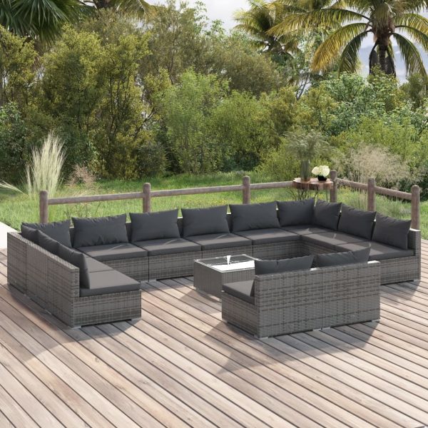 13-Delige Loungeset Met Kussens Poly Rattan - Afbeelding 13