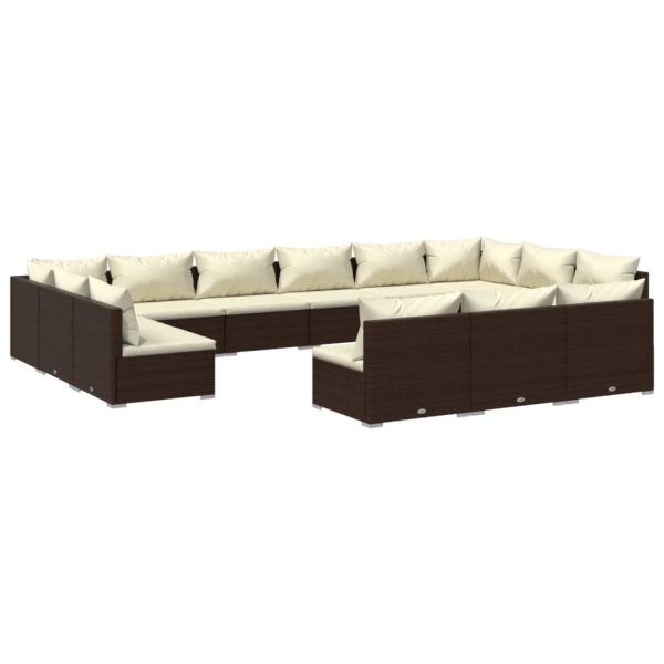 13-Delige Loungeset Met Kussens Poly Rattan - Afbeelding 2